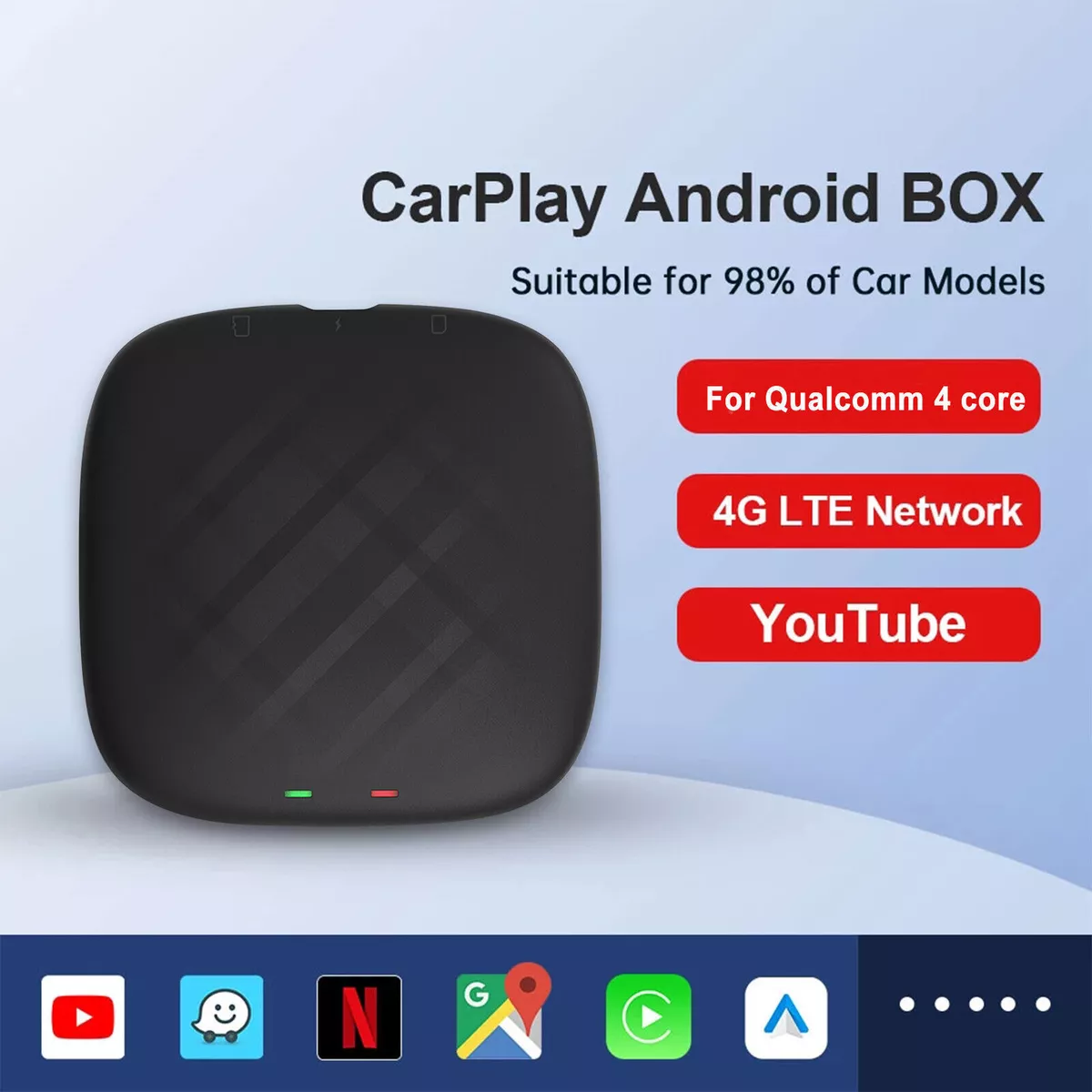 CarlinKit Tbox LED  Wireless CarPlay+Android Auto+Android 13 Streaming box  3 in 1 car adapter 