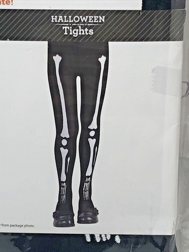 Girls Small 6-6X Skeleton Tights for Halloween Costume, Goth, Cosplay, Unopened