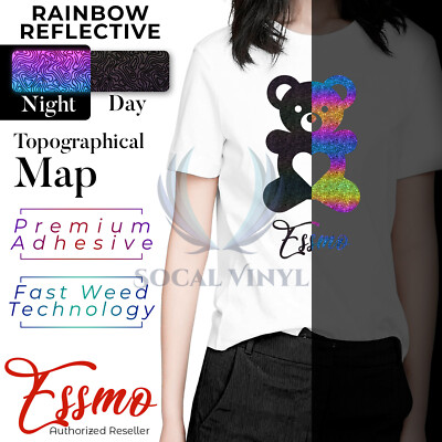 Topographical Map Reflective Heat Transfer Vinyl HTV T-Shirt 20'' Iron Press RR08