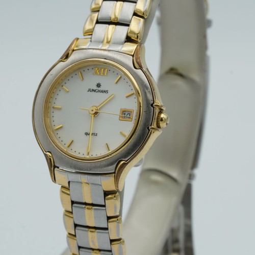 JUNGHANS DAMEN UHR 20MM STAHL VERGOLDET VINTAGE RAR MIT STAHL BAND QUARZ 5 - Bild 4 von 9