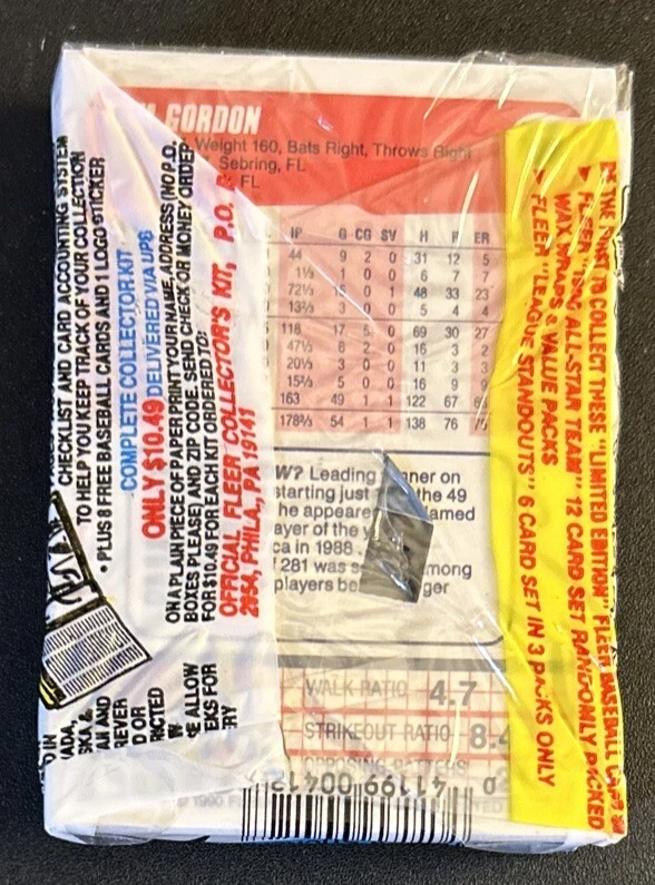 1990 Fleer Cello Pack Дейл Мерфи Игроки Десятилетия (Вверху) Том Гордон (Сзади) - Изображение 2 из 2