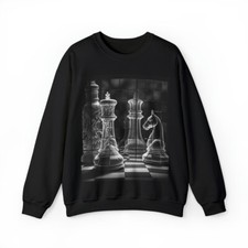 Unisex Crew neck Sweatshirt Chess Board King Queen Chess Lover Black White Art