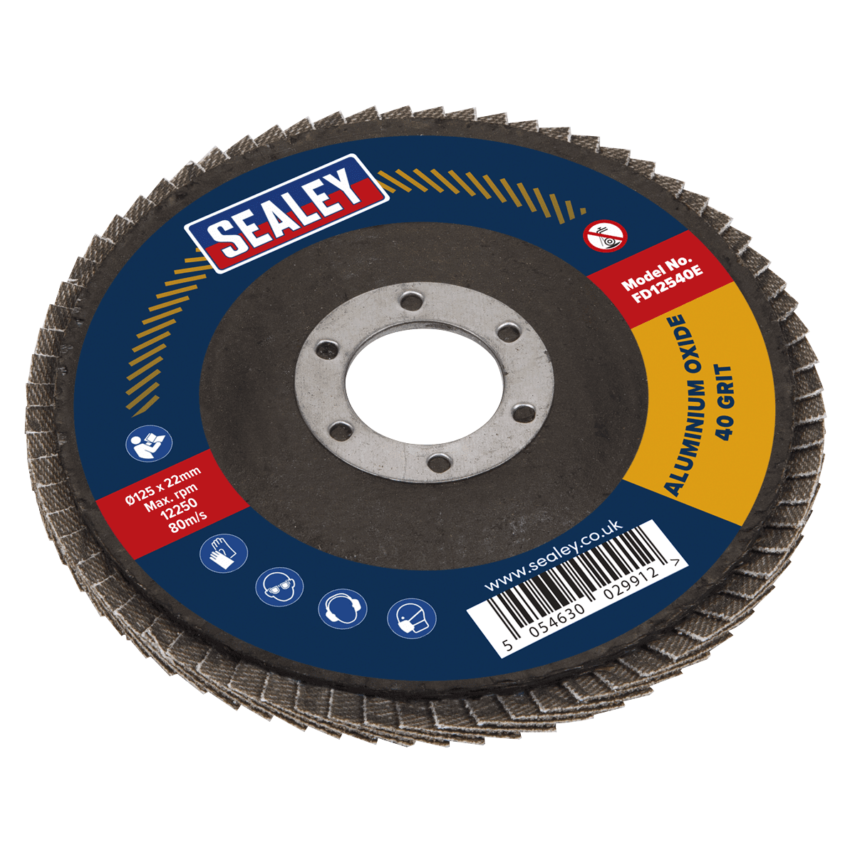 Sealey FD12540E 125mm Aluminium Oxide Flap Disc 40Grit 22mm Bore