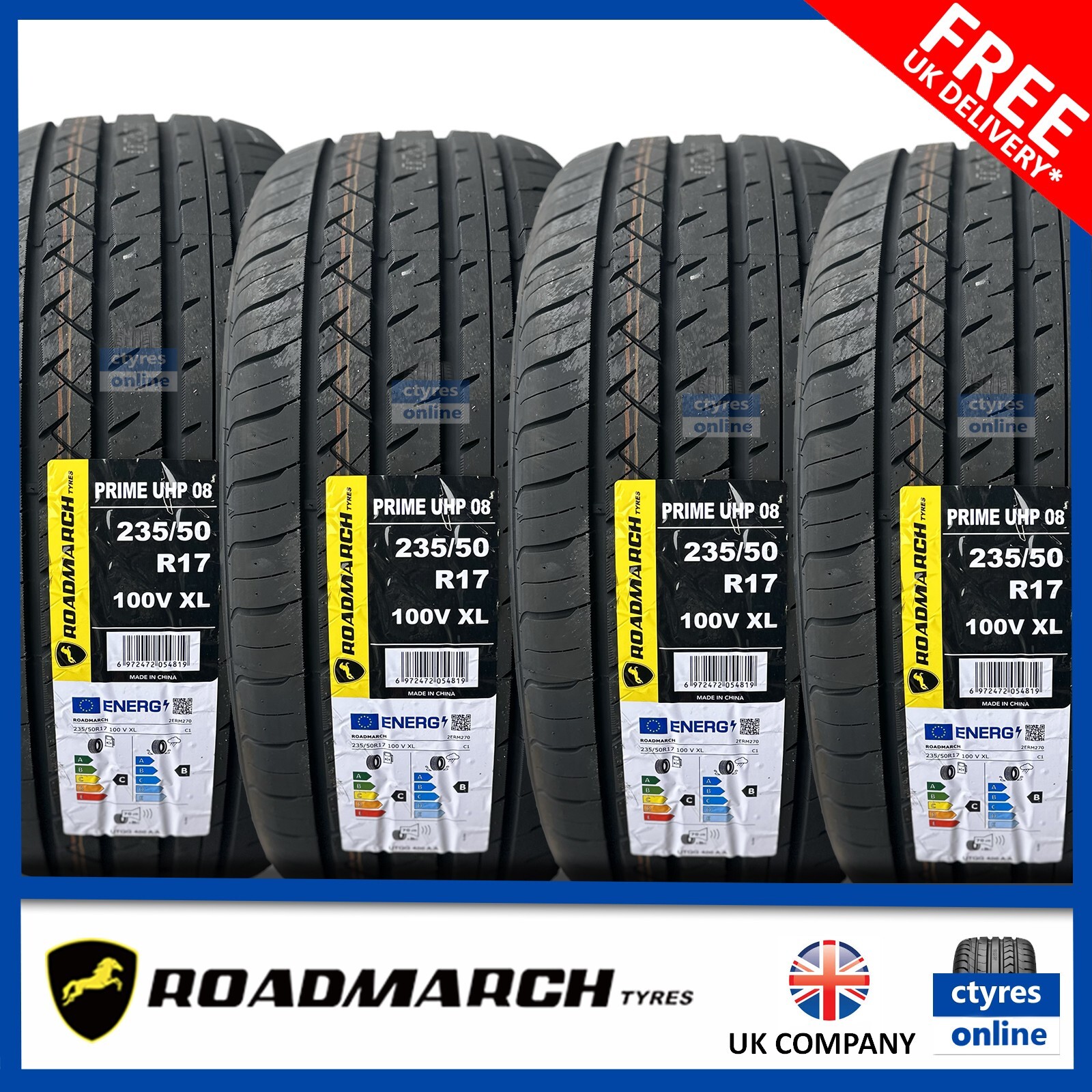 235 25 R17 4X New 235 50 17 ROADMARCH PRIM 100V XL 235/50R17 2355017 *C/B RATED ...