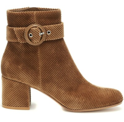 $1145 Gianvito Rossi Lucas Brown Corduroy ankle Boots Size 41/ 11 U.S NIB 