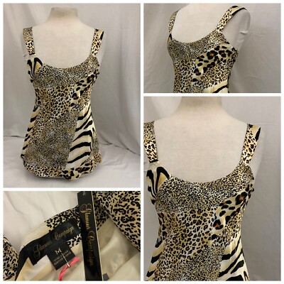 Glamour Campaign Leopard Silk Tank Top M Women 100% Silk Tie NWT $275 YGI Q1-140
