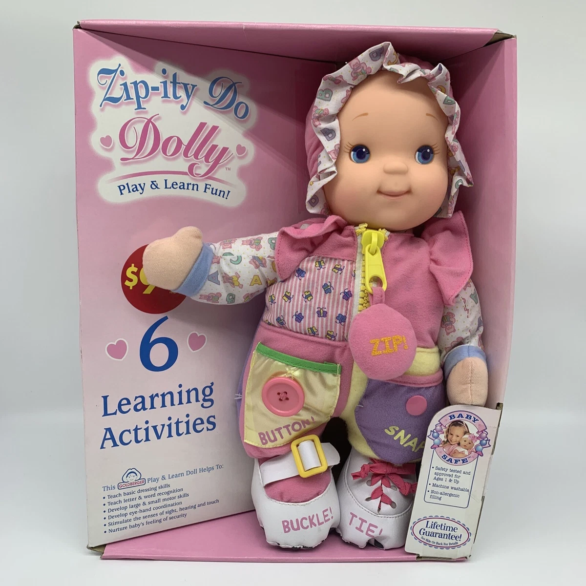 Learning doll with zips and sale buttons