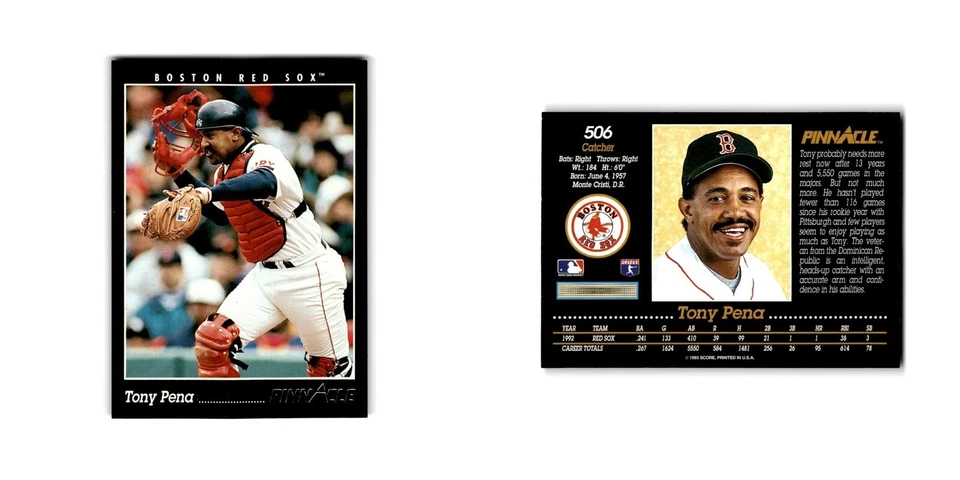 Tony Pena 1993 Pinnacle #506 Boston Red Sox Baseball Card NM - Image 3 of 3