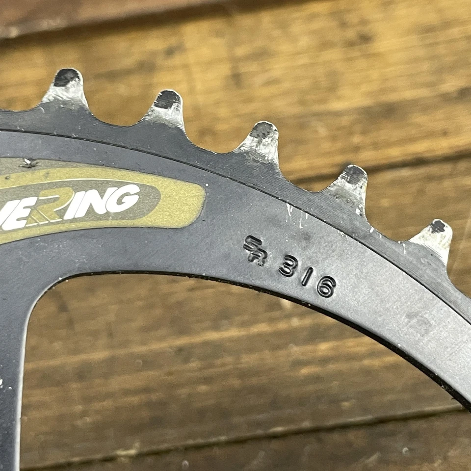 Vintage Suntour Power Ring Triple Chainring Set 110BCD 74BCD 48T 38T 28T MTB - Image 3 of 4