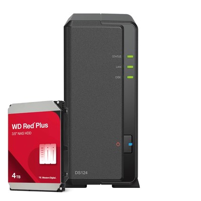 Synology DiskStation DS124 4TB WD Red Plus NAS-Bundle NAS inkl. 1x 4TB WD Red Pl