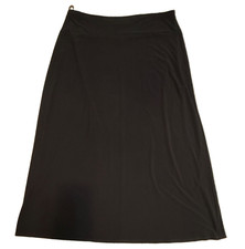 Ashley Stewart Womens Black Solid A-Line Long...