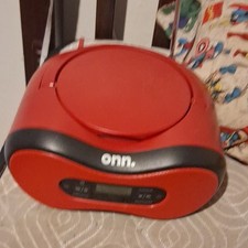 onn. A1320 Portable CD Boombox AM/FM Radio CD Player Red/Black Used.