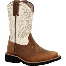 Rocky Big Kids' 8" MonoCrepe Western Boot Brown/Bone - RKW0462Y, Brown/Bone