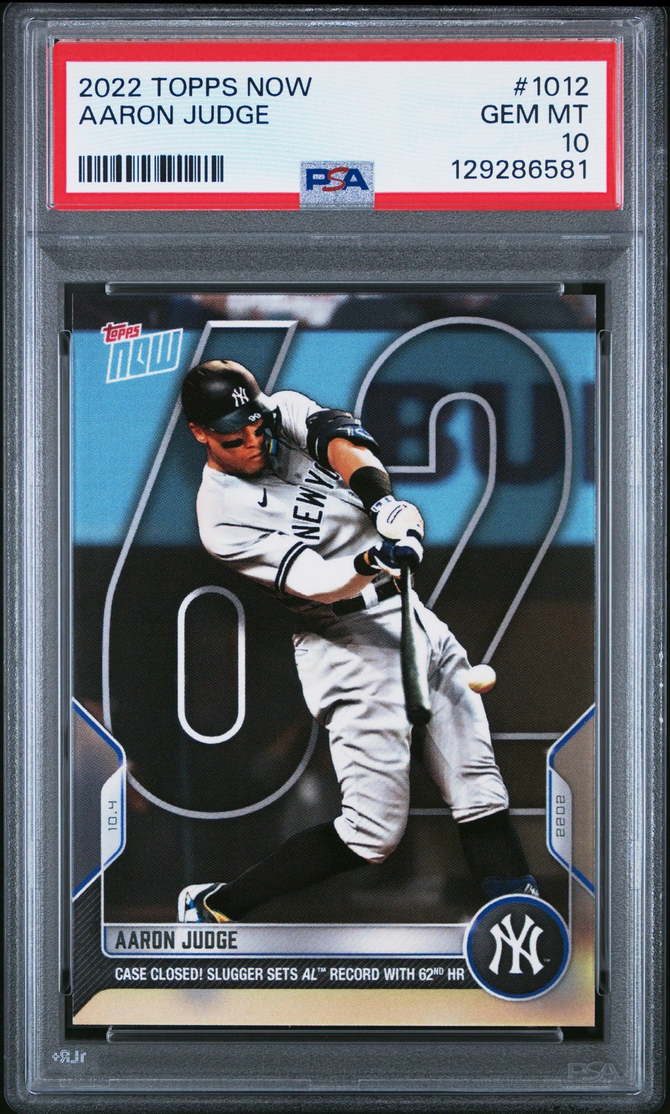 2022 TOPPS NOW #1012 AARON JUDGE PSA 10