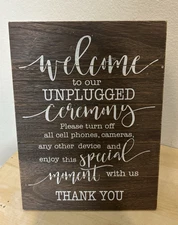 Welcome To Our Unplugged Wedding Rustic Wood Sign 12 X 16 Table Decoration