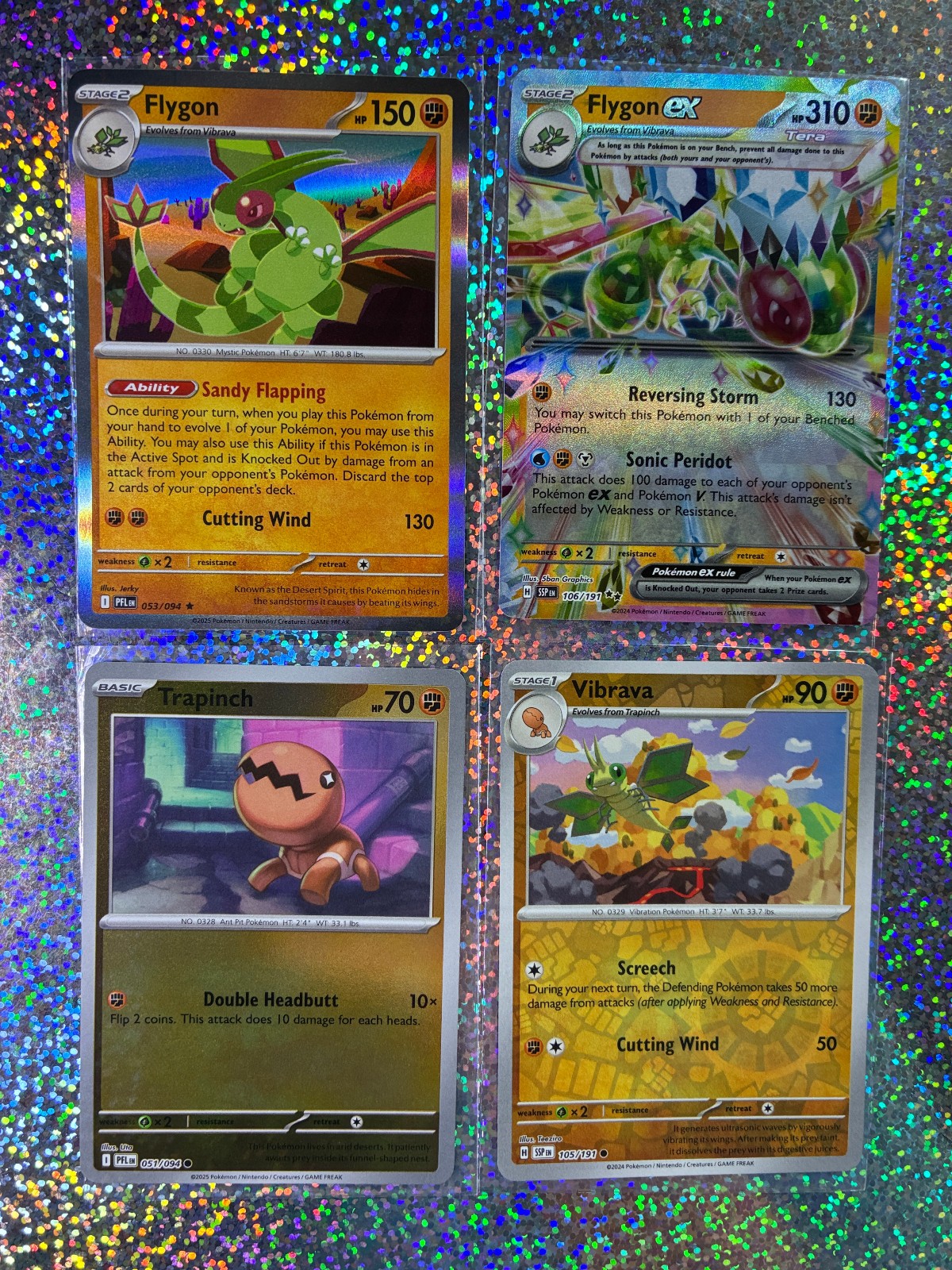 Pokemon TCG: Surging Sparks Double Rare 106/191 Flygon ex; Holo 053/094 Flygon