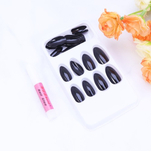 48 PCS Fake Nail Patch Miss Black False Nails Wearing Women Lady - Picture 12 of 12