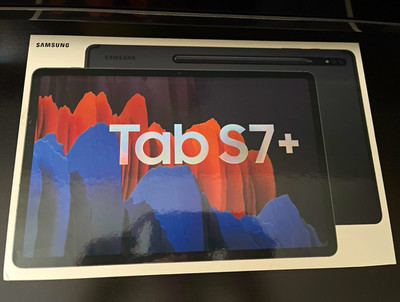 Samsung Galaxy Tab S7+ Tablet schwarz mit Hülle/Tastatur, Stift, Glass Pro (2x)
