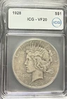 1928 Peace Silver Dollar Scarce Key Date ICG VF20