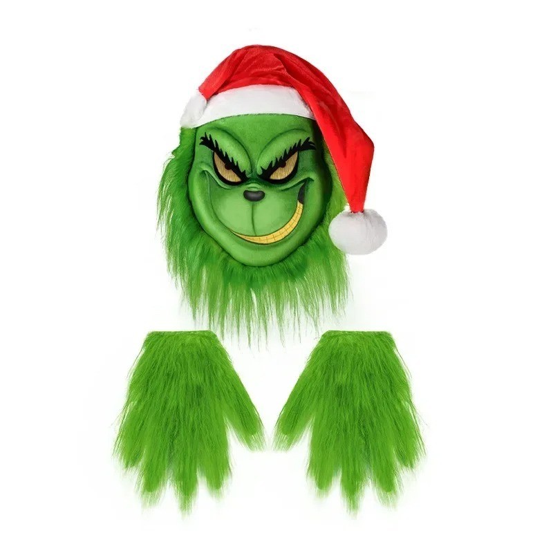 Props Thief Red Hat Mask Christmas Green Gloves Monster Adult Costume New Glove