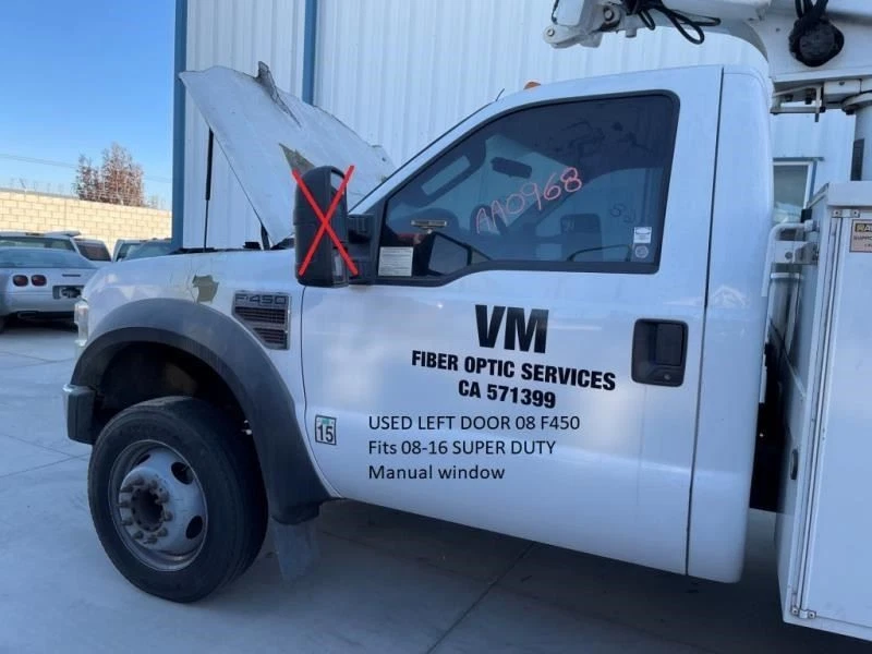 USADO 08 F450 SUPER DUTY PUERTA LATERAL IZQUIERDA BLANCA Z1 ENVIADO SIN ÓXIDO 08-16 Super Duty Foto 2 de 4