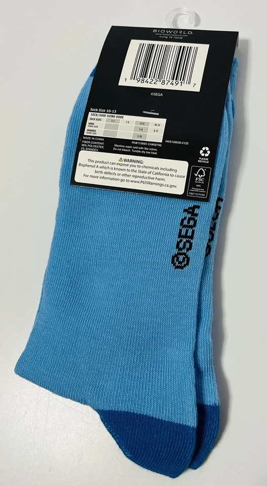 Sonic The Hedgehog Men’s Crew Socks (Size 8-12) One Pair - NEW - Image 4 of 4