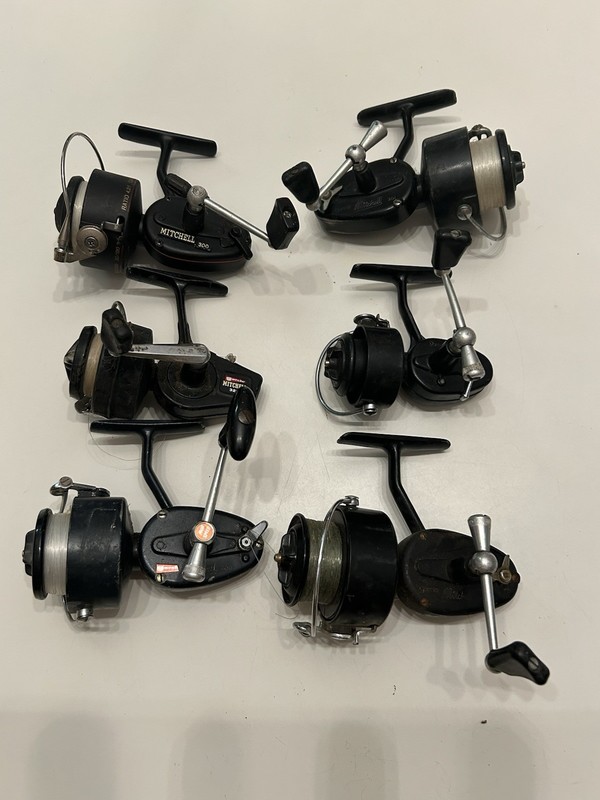 6 Vintage Garcia Mitchell Spinning Reels - 300 301 308 320 400 - Nice
