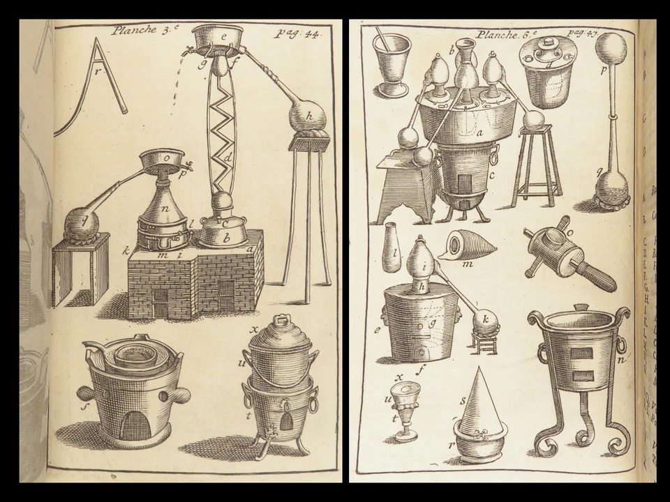 Cours de Chymie – Nicolas Lémery – 1716 | Illustrated Chemistry Experiments - Image 3 of 4