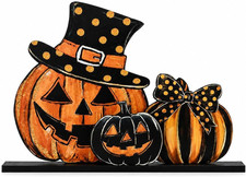Smile Happy Halloween Wooden Table Decoration, Pumpkin Spooky