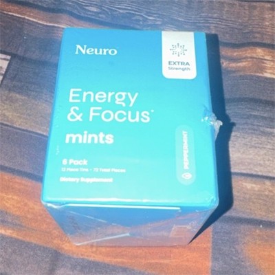 Neuro Energy & Focus Mints Peppermint 72 Pieces Zero Sugar Vegan Gluten-Free