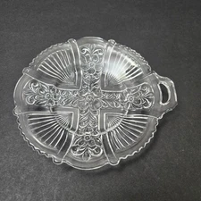Indiana Glass Killarney Clear Cross Serving Dish Single Handle 6.25"
