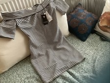Womens Guess Bordot Style Dress Size M Black/white Striped NWT