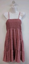 Halter Neck Shirred Ruffled Hem Women's Mini Dress Large Rusty Rose