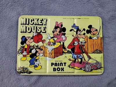 Vintage 1960 Disney Mickey Mouse Paint Tin Page London Aquarell Set 54 England