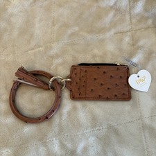 Keychain Wallet, Wristlet, Bangle, ID Card Holder, Purse, Key Chain, Gift. Brown