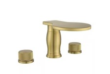 2-Handle Deck Mount Roman Tub Faucet Waterfall Shower - BRUSHED GOLD
