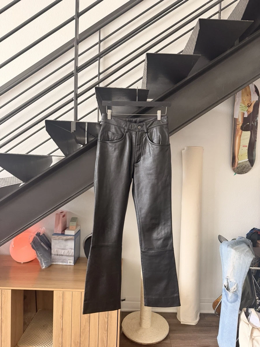 Flared Black Leather Pants for Women for sale | eBay