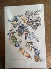 Jess Fine Line 1999 tattoo flash sheet with various designs Colored