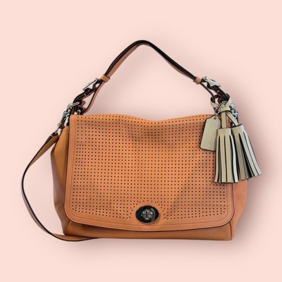 COACH Y2K Vintage Perforated Leather Romy Top Handle Flap Bag