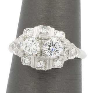 Vintage Platinum Round Brilliant Diamond Cluster Ring Size 5.75 #JB509 2