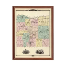 Old Map of Iowa County, WI 1878 - Vintage Wisconsin Art