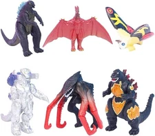 6 PCS Set Godzilla Monsters Figure  About 2 inches high. US Seller! Free Ship!