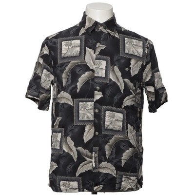Croft&Barrow, Kurzarmhemd, Größe: M, Schwarz/Grau, Viskose, Print, Herren #pWq