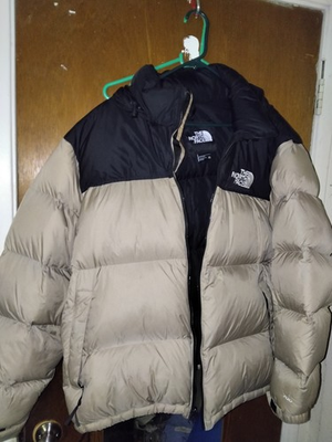 #ad #ad The North Face 700 Puffer Jacket Mens 2XL Beige Black Full Zip Stand Collar $350.00
