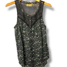 Princess Vera Wang Women's Sz Medium Sheer Black Floral Mesh Sleeveless