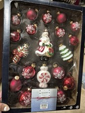 Christmas Glass Ornaments Santa Candy Cane Tree Glitter