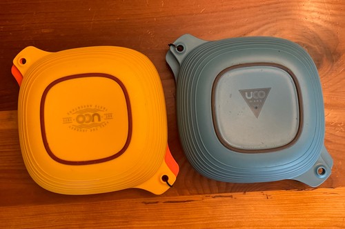 Two UCO Camping Mess Kit Bowl Plate Combo Sunrise Yellow/Orange & Aqua No Spork