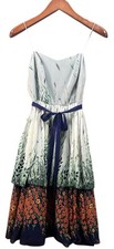 Anna Sui for Anthropologie Grey Silk Floral Print Casual Dress Size 2
