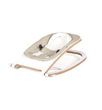BabyHome Wave Wooden Rocker White Frame with Sand Fabric