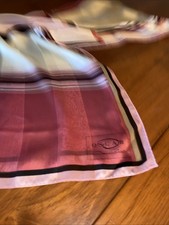 Vintage Oscar de la Renta Silk Scarf Vibrant Pink  s Stripes 58.5X 11  Mint